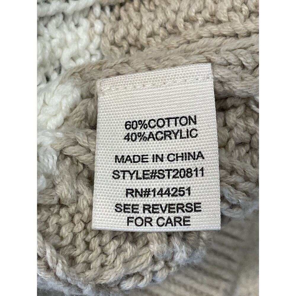 Jessica Simpson Cropped Chunky Cable Knit Sweater Women’s Sz Small Beige/White - Picture 8 of 9